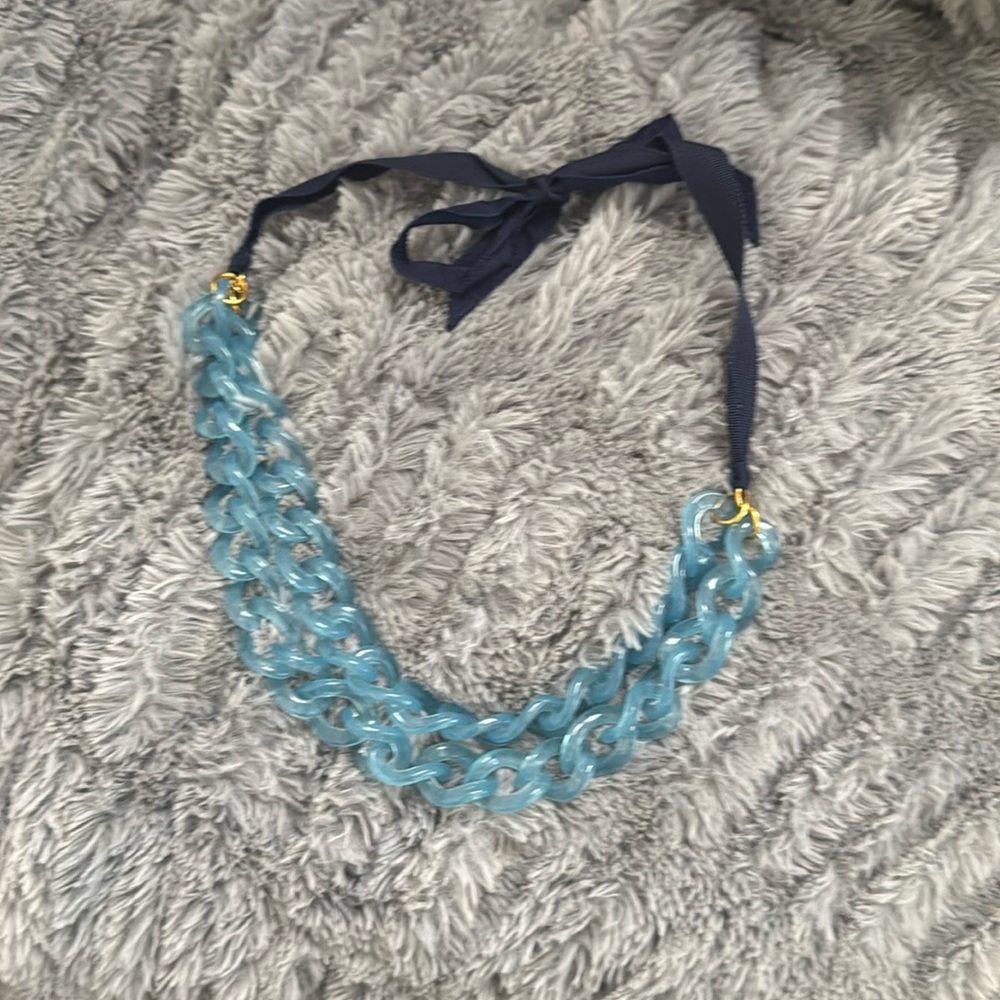 J. Crew Double Strand Blue Lucite Links Necklace